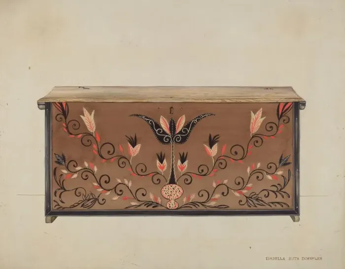 Framed Print : Guilford Blanket Chest, c. 1936. Creator: Isabella Ruth Doerfler Framed Print : Guilford Blanket Chest, c. 1936. Creator: Isabella Ruth Doerfler