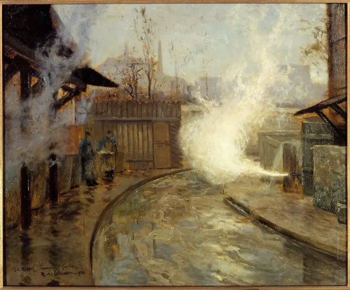 Framed Print : The Guillou Tannery, on the Bievre, 13th arrondissement, 1904. Creator: Raoul Andre Ulmann
