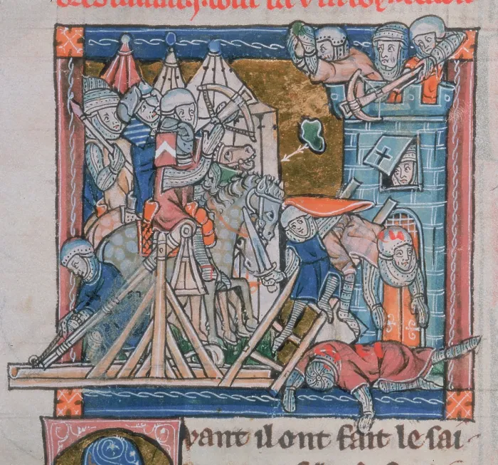 Framed Print : Guinevere besieged in the Tower of London by Mordred, c1300-c1310. Creator: Unknown Framed Print : Guinevere besieged in the Tower of London by Mordred, c1300-c1310. Creator: Unknown