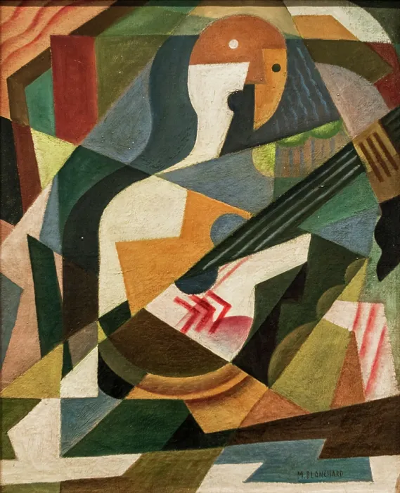 Framed Print : Guitarist, 1919. Creator: Blanchard, Maria (1881-1932)