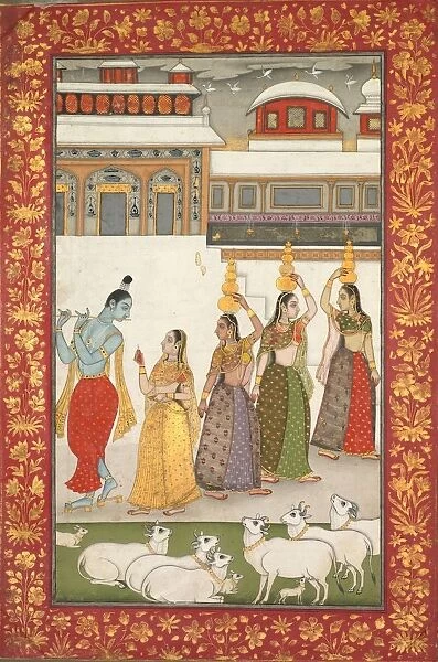 Gujari Ragini (Krishna with Gopis Playing the Flute), from a Ragamala Series'