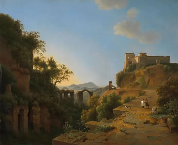 Framed Print : The Gulf of Naples with the Island of Ischia in the Distance, 1818. Creator: Josephus Augustus Knip Framed Print : The Gulf of Naples with the Island of Ischia in the Distance, 1818. Creator: Josephus Augustus Knip