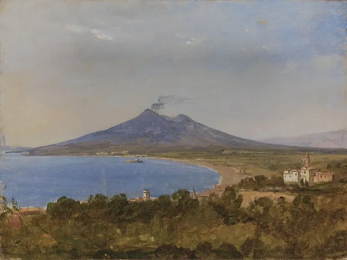Framed Print : The Gulf of Naples with Vesuvius, 1818-1821. Creator: Franz Ludwig Catel Framed Print : The Gulf of Naples with Vesuvius, 1818-1821. Creator: Franz Ludwig Catel