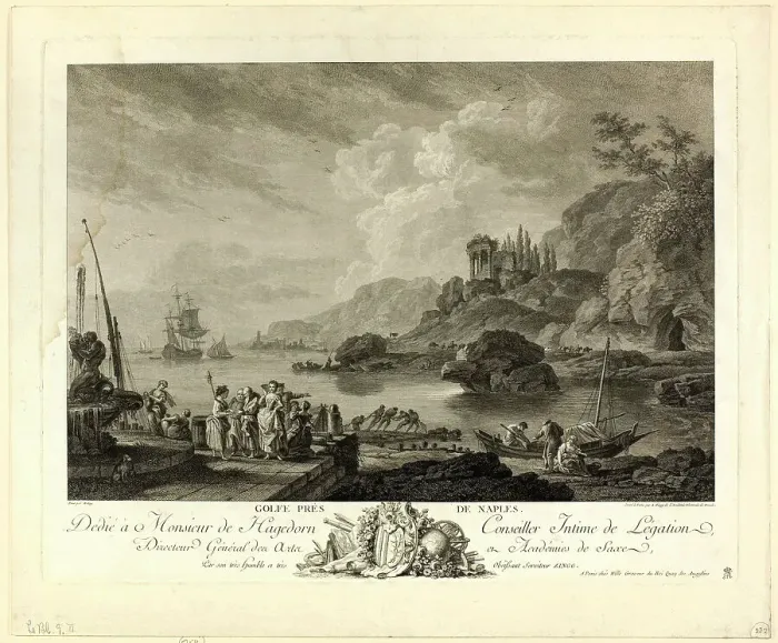 Framed Print : Gulf near Naples, 1754 / 1808. Creator: Adrian Zingg Framed Print : Gulf near Naples, 1754 / 1808. Creator: Adrian Zingg