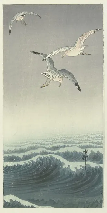 Framed Print : Three gulls. Creator: Ohara, Koson (1877-1945) Framed Print : Three gulls. Creator: Ohara, Koson (1877-1945)