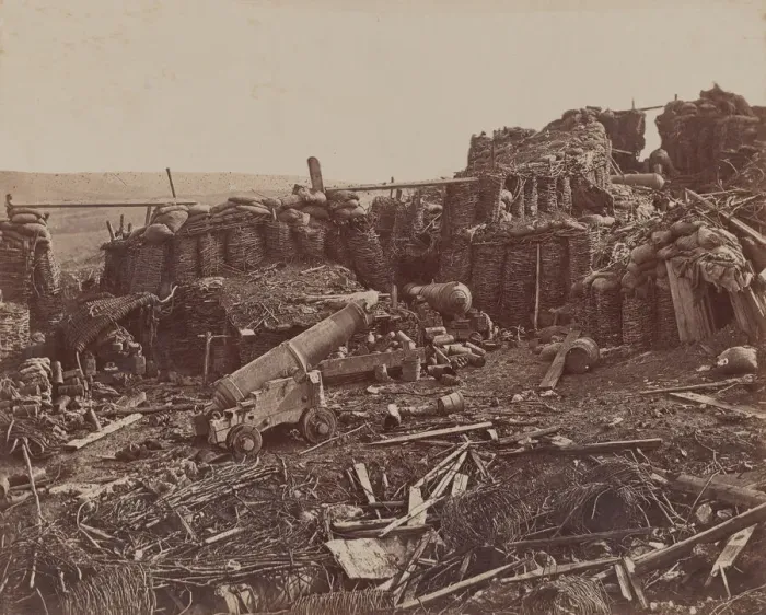 Framed Print : Gun Battery, 1855-1856. Creator: James Robertson Framed Print : Gun Battery, 1855-1856. Creator: James Robertson
