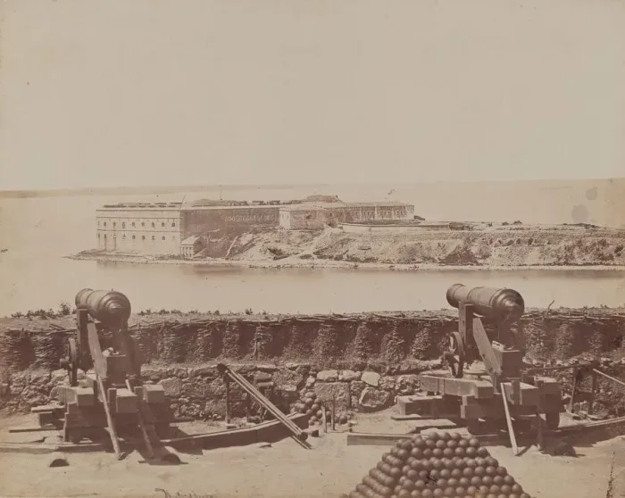Framed Print : Gun Battery, 1855-1856. Creator: James Robertson Framed Print : Gun Battery, 1855-1856. Creator: James Robertson