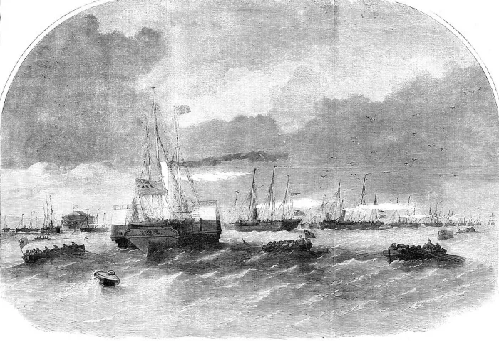 Framed Print : The Gun-Boat Flotilla, off Ryde, Isle of Wight, 1856. Creator: Unknown Framed Print : The Gun-Boat Flotilla, off Ryde, Isle of Wight, 1856. Creator: Unknown