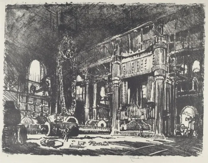 Framed Print : The Gun Forge, 1916. Creator: Joseph Pennell Framed Print : The Gun Forge, 1916. Creator: Joseph Pennell