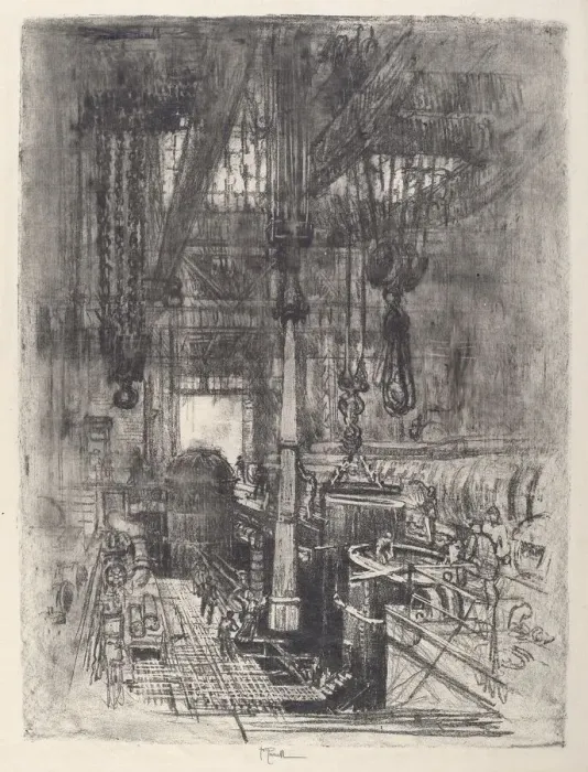 Framed Print : Gun Pit, No. II, 1917. Creator: Joseph Pennell Framed Print : Gun Pit, No. II, 1917. Creator: Joseph Pennell