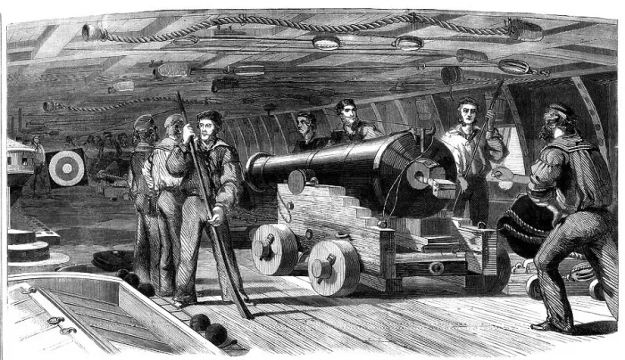 Framed Print : Gun practice on board H.M.S. Brilliant, 1860. Creator: Unknown. Gun practice on board H.M.S. Brilliant, 1860. Creator: Unknown Framed Print : Gun practice on board H.M.S. Brilliant, 1860. Creator: Unknown. Gun practice on board H.M.S. Brilliant, 1860. Creator: Unknown