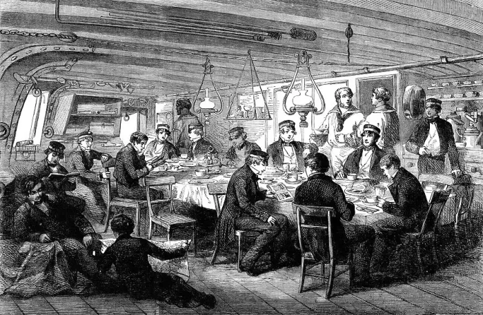 Framed Print : Gun-Room - Midshipmens Mess, Breakfast, H.M.S. Caesar - Baltic Fleet, 1856. Creator: Unknown. Gun-Room - Midshipmens Mess, Breakfast, H.M.S. Caesar - Baltic Fleet, 1856. Creator: Unknown Framed Print : Gun-Room - Midshipmens Mess, Breakfast, H.M.S. Caesar - Baltic Fleet, 1856. Creator: Unknown. Gun-Room - Midshipmens Mess, Breakfast, H.M.S. Caesar - Baltic Fleet, 1856. Creator: Unknown