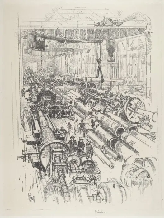 Framed Print : The Gun Shop, 1916. Creator: Joseph Pennell Framed Print : The Gun Shop, 1916. Creator: Joseph Pennell