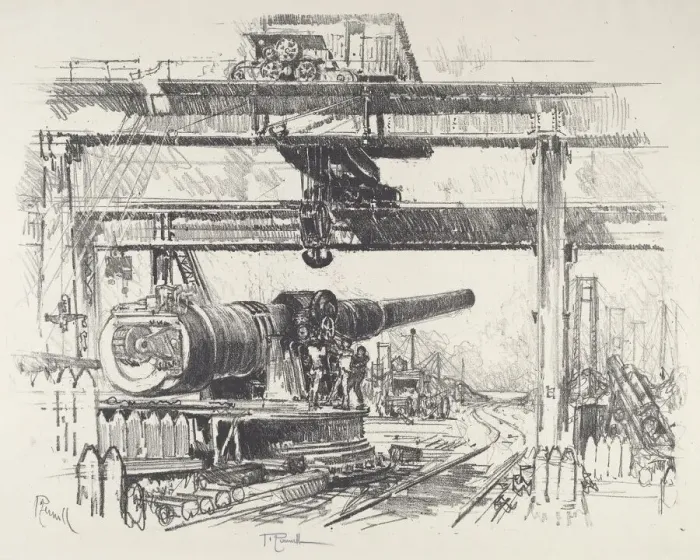 Framed Print : Gun-Testing, 1916. Creator: Joseph Pennell Framed Print : Gun-Testing, 1916. Creator: Joseph Pennell