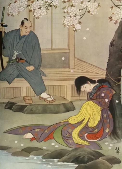 Framed Print : Gunbei had watched the execution of his cruel order from the veranda, 1919. Creator: Unknown Framed Print : Gunbei had watched the execution of his cruel order from the veranda, 1919. Creator: Unknown