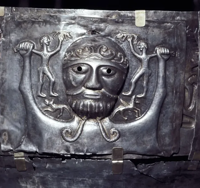 Framed Print : Gundestrup Cauldron, Celtic God holding two men, Danish, c100 BC Framed Print : Gundestrup Cauldron, Celtic God holding two men, Danish, c100 BC