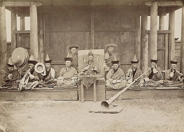 Gusinoozersk Datsan Khamba Lama (abbot (1)), lamas and lama musicians... 1880-1889. Creator: Peter Adamovich Milevskiy