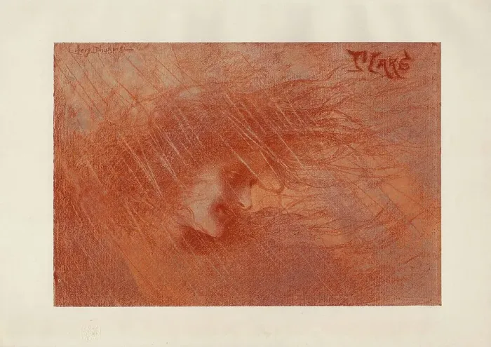 Framed Print : The gust of wind, 1898. Creator: Lévy-Dhurmer, Lucien (1865-1953) Framed Print : The gust of wind, 1898. Creator: Lévy-Dhurmer, Lucien (1865-1953)