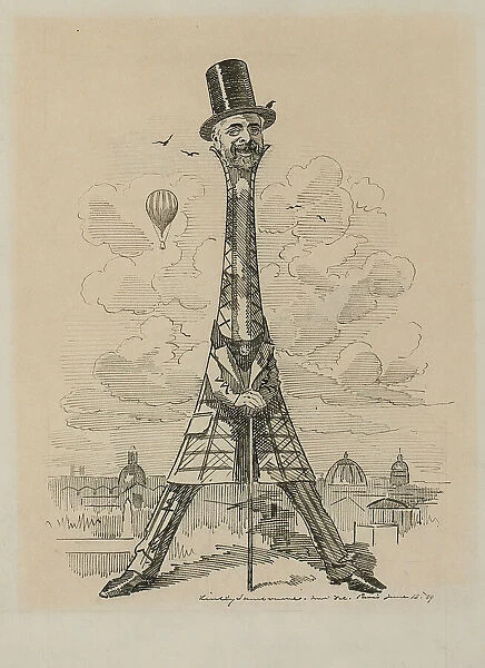 Gustav Eiffel in the form of the Eiffel Tower, Exposition universelle, 1889, 1889. Creator: Sambourne, Edward Linley (1844-1910)