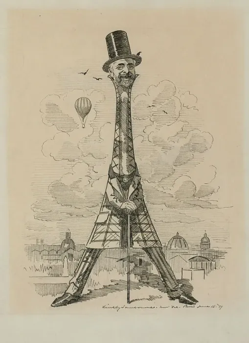 Framed Print : Gustav Eiffel in the form of the Eiffel Tower, Exposition universelle, 1889, 1889. Creator: Sambourne, Edward Linley (1844-1910) Framed Print : Gustav Eiffel in the form of the Eiffel Tower, Exposition universelle, 1889, 1889. Creator: Sambourne, Edward Linley (1844-1910)