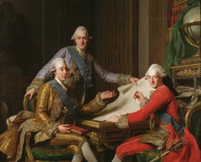 Framed Print : Gustav III and his brothers, 1771. Creator: Alexander Roslin Framed Print : Gustav III and his brothers, 1771. Creator: Alexander Roslin