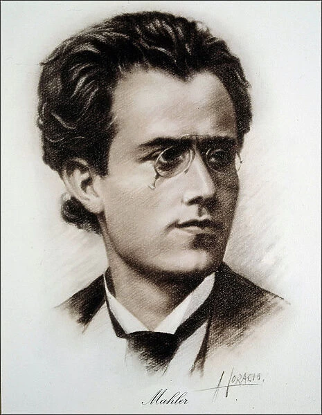 Gustav Mahler (1860-1911), Austrian composer and musician, drawing by Horacio
