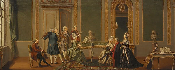 Gustavian Style Interior with a Musical Party, 1779. Creator: Per Hillestrom