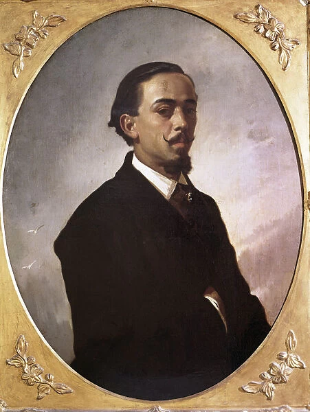 Gustavo Adolfo Becquer, Spanish poet (Seville, 1836-1870), oil painting of Valeriano
