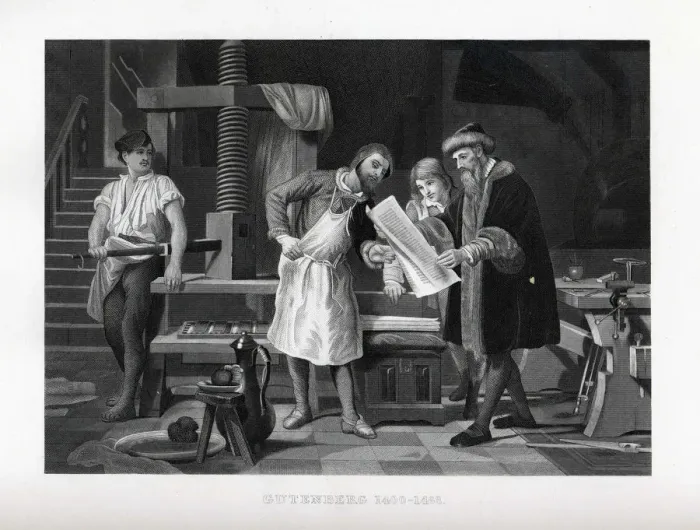 Framed Print : Gutenberg 1400-1468, 1882. Artist: Anonymous
