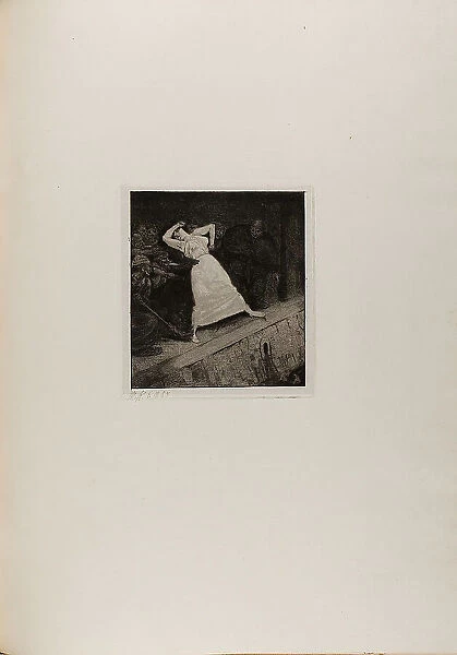 Into the Gutter!, plate ten from A Life, 1884. Creator: Max Klinger