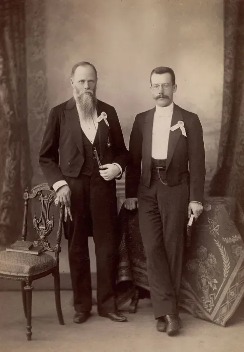 Framed Print : G.V. Yudin and V.I. Klochkov - bibliophile and St. Petersburg owner of an antique bookshop. 1890. Creator: Levitskii Framed Print : G.V. Yudin and V.I. Klochkov - bibliophile and St. Petersburg owner of an antique bookshop. 1890. Creator: Levitskii