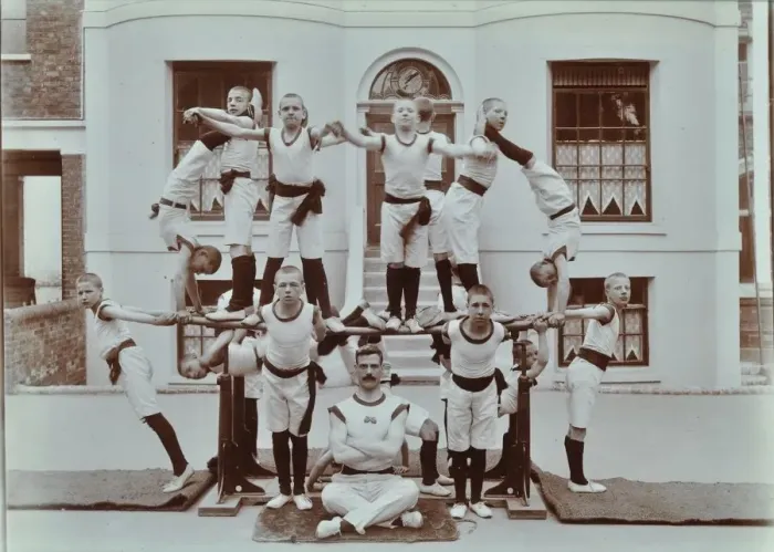 Framed Print : Gymnastics display at the Boys Home Industrial School, London, 1900 Framed Print : Gymnastics display at the Boys Home Industrial School, London, 1900