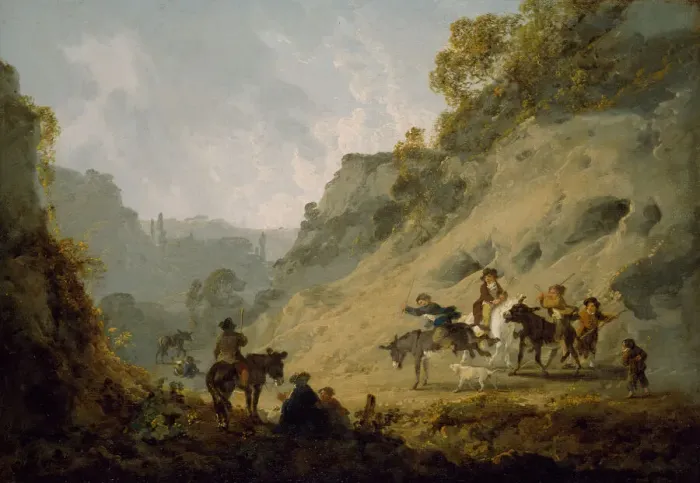 Framed Print : Gypsies with an Ass Race, 1792. Creator: Julius Caesar Ibbetson Framed Print : Gypsies with an Ass Race, 1792. Creator: Julius Caesar Ibbetson