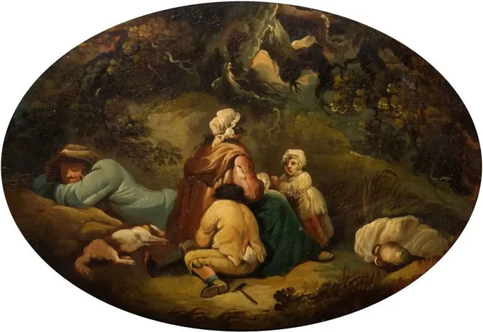 Framed Print : Gypsies In A Landscape, 1804. Creator: Moses Haughton