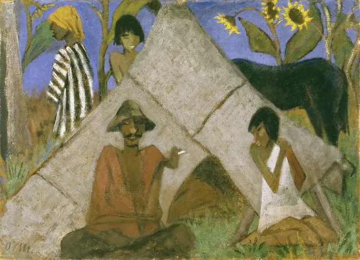 Framed Print : Gypsy Encampment, c1925. Creator: Otto Mueller Framed Print : Gypsy Encampment, c1925. Creator: Otto Mueller