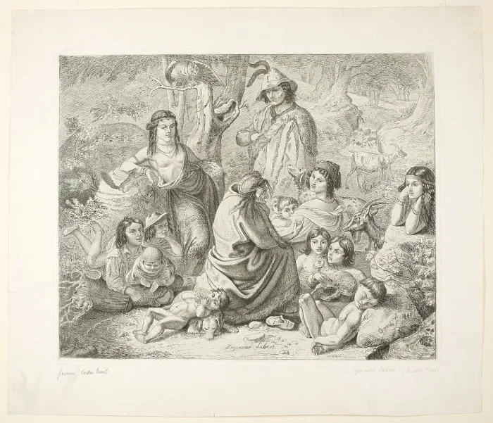 Framed Print : Gypsy Life, 1840. Creator: Ludwig Emil Grimm Framed Print : Gypsy Life, 1840. Creator: Ludwig Emil Grimm