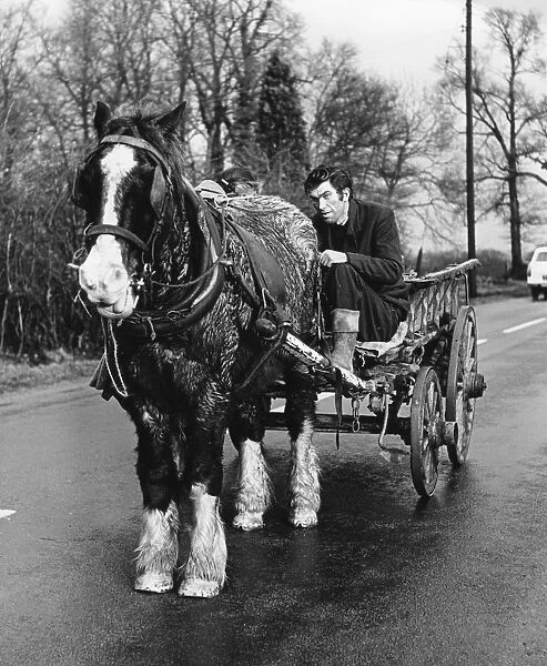 Gypsy man with horse and cart, 1960s