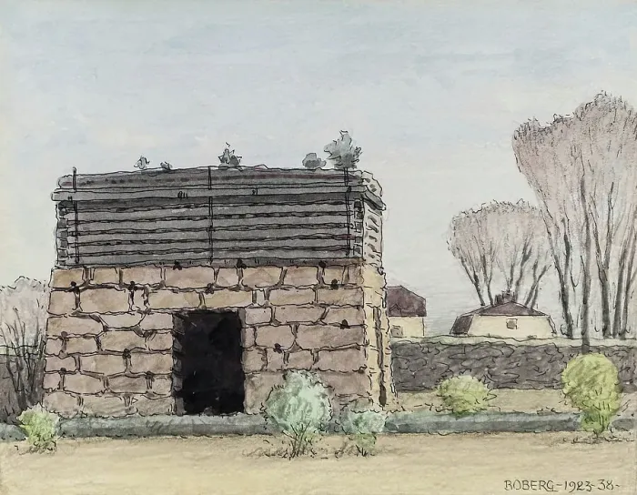 Framed Print : Gysinge mulch log cabin, 1923-1938. Creator: Ferdinand Boberg Framed Print : Gysinge mulch log cabin, 1923-1938. Creator: Ferdinand Boberg