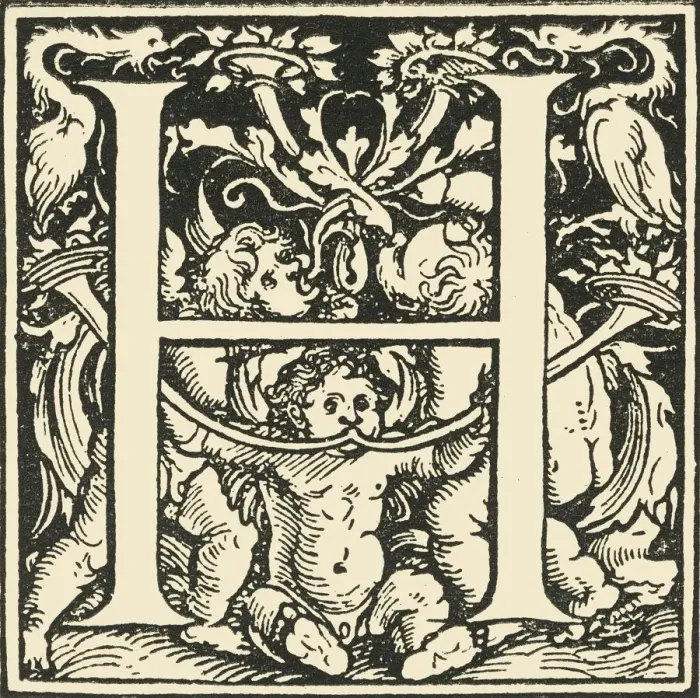 Framed Print : H - An Alphabet by Hans Weiditz, c1520-1521, (1908). Creator: Hans Weiditz