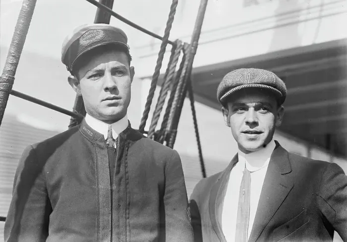 Framed Print : H. Benson & C. Krauter, wireless men on Merida & Princess Anne, between c1910 and c1915. Creator: Bain News Service Framed Print : H. Benson & C. Krauter, wireless men on Merida & Princess Anne, between c1910 and c1915. Creator: Bain News Service