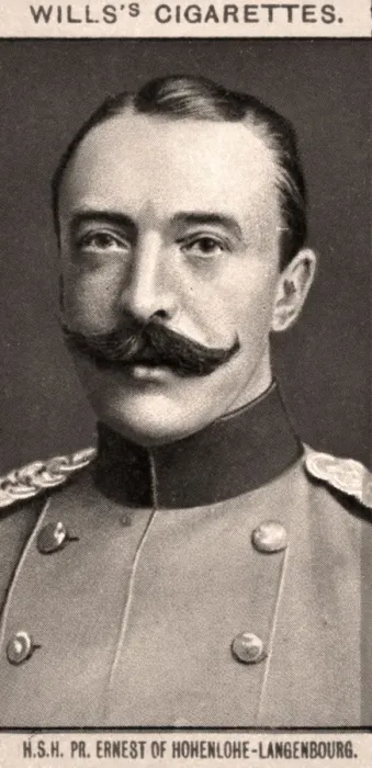 Framed Print : H. S. H, PR. Ernest of Hohenlohe-Langenbourg, 1908. Artist: WD & HO Wills Framed Print : H. S. H, PR. Ernest of Hohenlohe-Langenbourg, 1908. Artist: WD & HO Wills