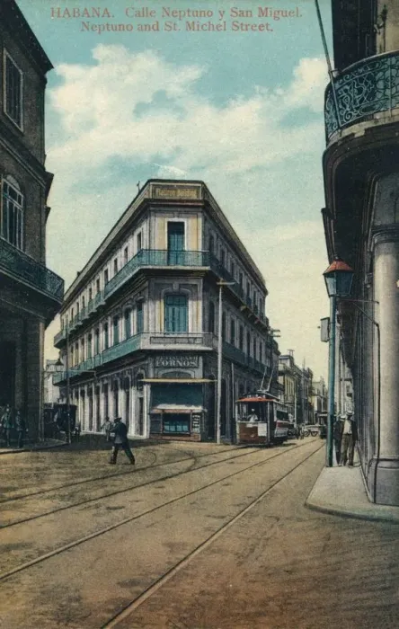 Framed Print : Habana. Calle Neptuno y San Miguel. Neptuno and St Michel Street, 1910s Framed Print : Habana. Calle Neptuno y San Miguel. Neptuno and St Michel Street, 1910s