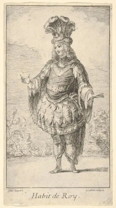 Framed Print : Habit de Roy: a man wearing a tonnelet decorated with rosettes, a crown and a turban w Framed Print : Habit de Roy: a man wearing a tonnelet decorated with rosettes, a crown and a turban w