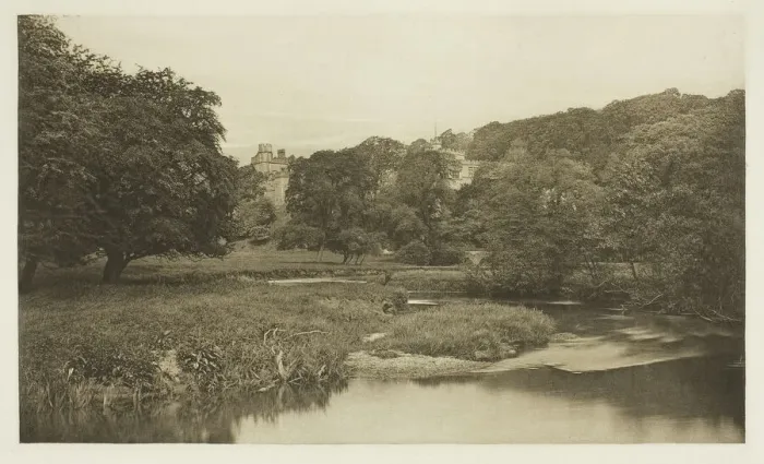 Framed Print : Haddon Hall, From the Meadows, 1880s. Creator: Peter Henry Emerson Framed Print : Haddon Hall, From the Meadows, 1880s. Creator: Peter Henry Emerson