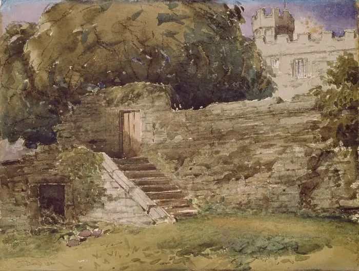 Framed Print : Haddon Hall, the River Steps, 1845. Creator: David Cox the Elder Framed Print : Haddon Hall, the River Steps, 1845. Creator: David Cox the Elder