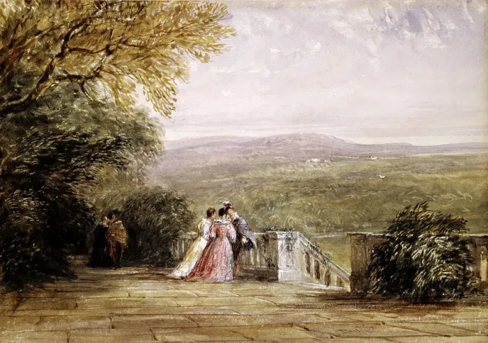 Framed Print : Haddon Hall, the Terrace, 1833-1834. Creator: David Cox the Elder Framed Print : Haddon Hall, the Terrace, 1833-1834. Creator: David Cox the Elder