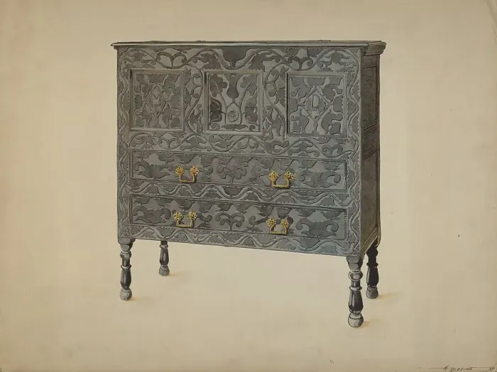 Framed Print : Hadley Chest (Hartford type), 1937. Creator: Harold Merriam Framed Print : Hadley Chest (Hartford type), 1937. Creator: Harold Merriam