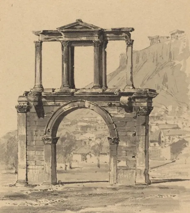 Framed Print : Hadrians Arch, 1890. Creator: Themistocles von Eckenbrecher Framed Print : Hadrians Arch, 1890. Creator: Themistocles von Eckenbrecher