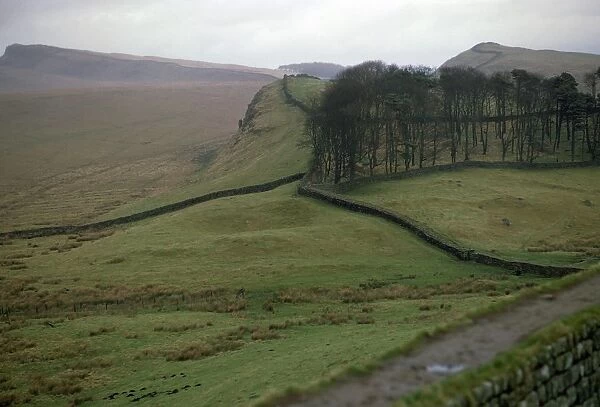 Hadrians Wall from Housesteads Fort in Northumberland, 2nd century