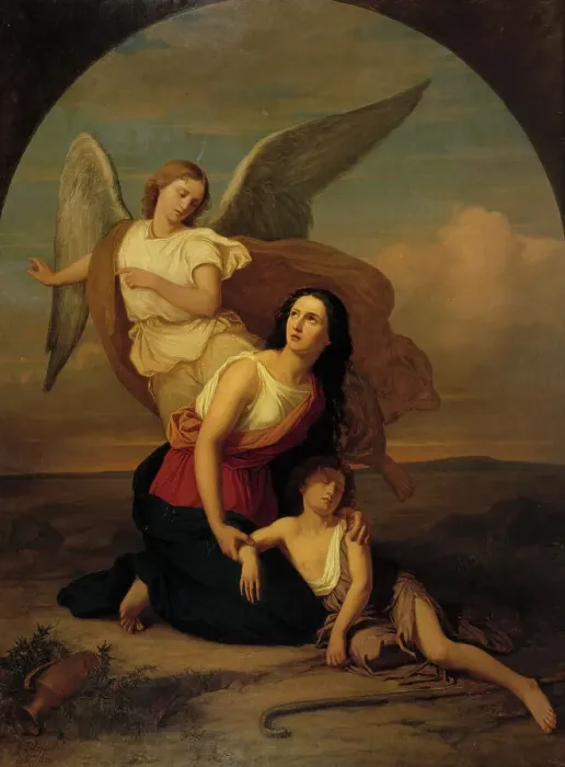 Framed Print : Hagar and Ishmael, 1858. Creator: Erik Johan Lofgren Framed Print : Hagar and Ishmael, 1858. Creator: Erik Johan Lofgren